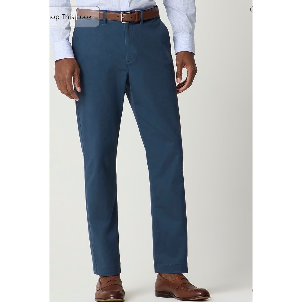 J.Crew TruTemp365 Flex Straight‎ Fit Chinos Mens 35x32 Navy Blue Cotton Blend
